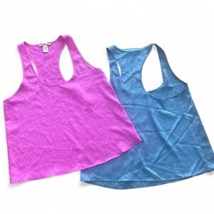 VICTORIA'S SECRET  Set of Two Satin Racerback Tank Loungwear Size Small